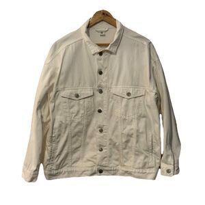 H&M Men’s White Denim Trucker Jean Jacket Size M &Denim Line Excellent